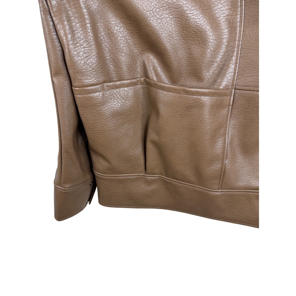 New Ashley Graham Faux Leather Midweight Moto Jacket size 5X Light Brown - Picture 6 of 9